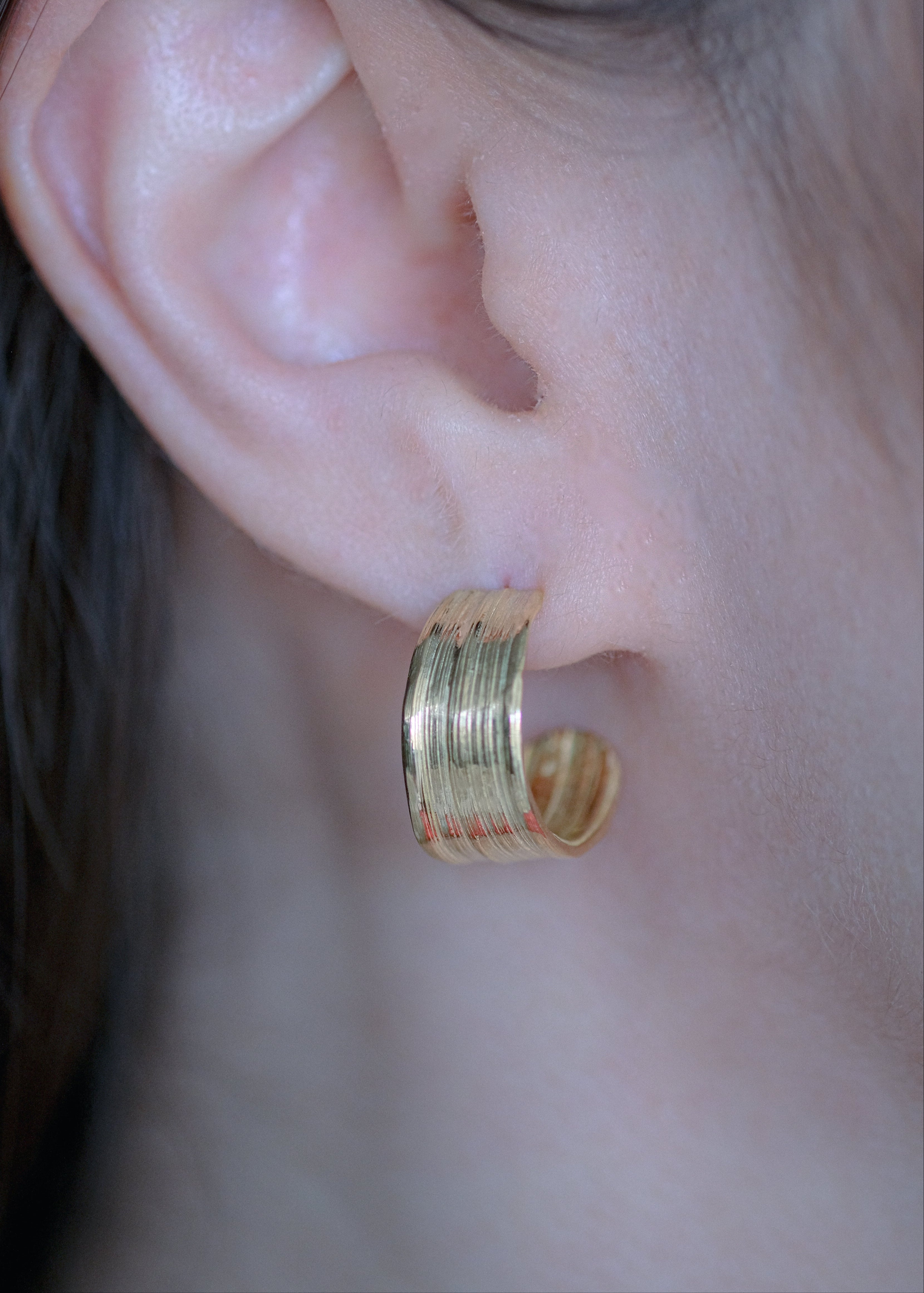 Bold Textured 18 Karat Gold Hoops