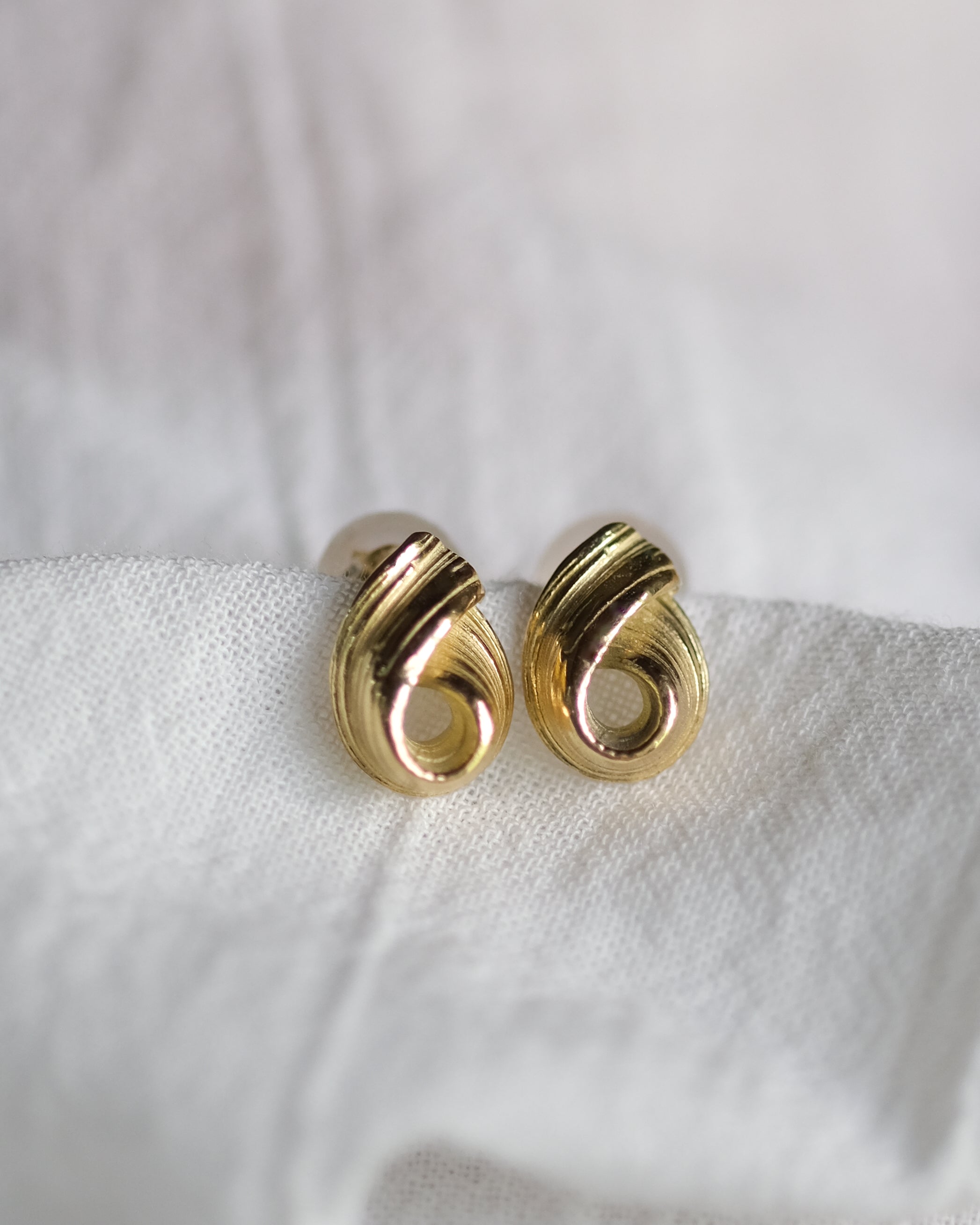 Gold Dew-Shaped Studs with Texture