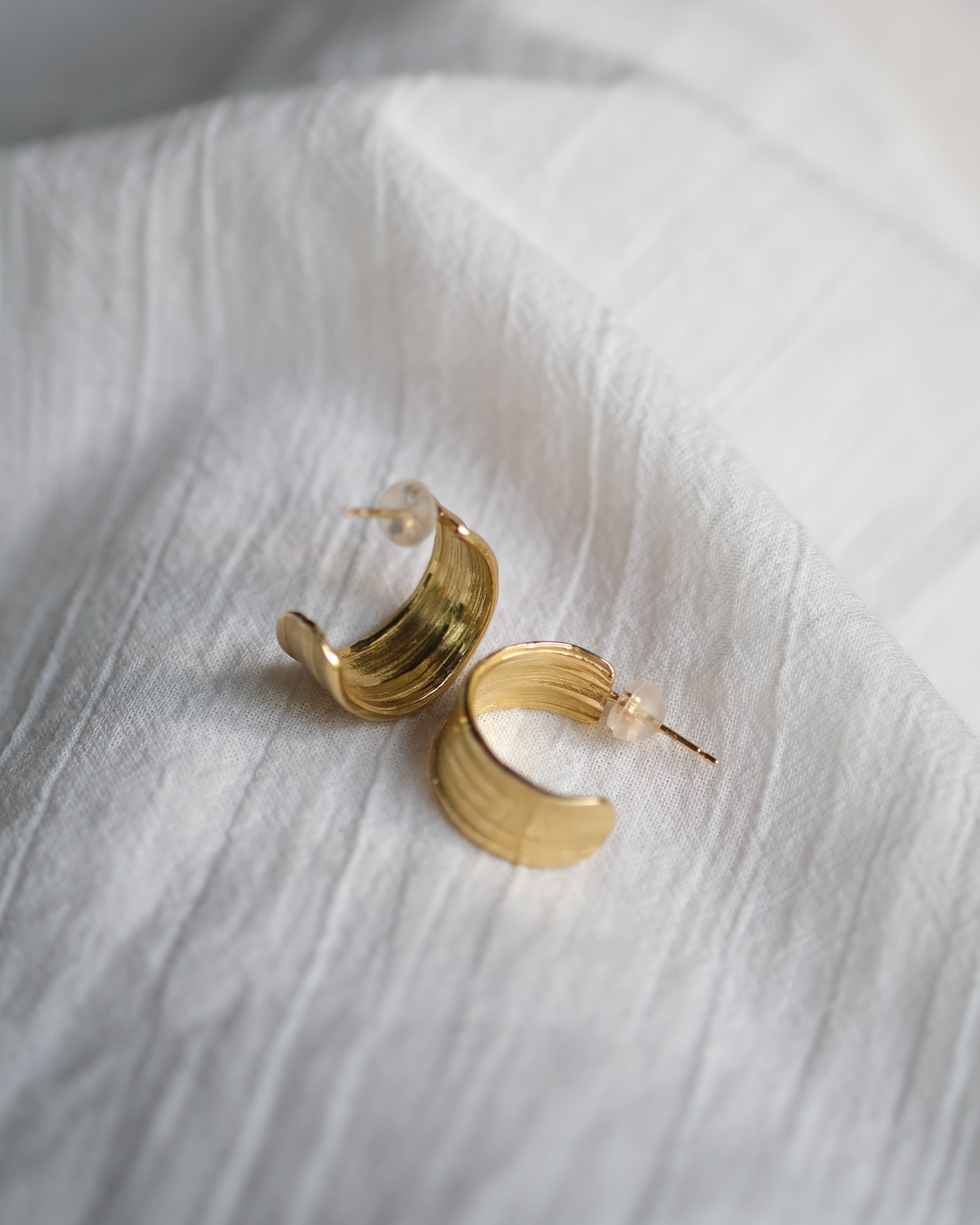 Bold Textured 18 Karat Gold Hoops