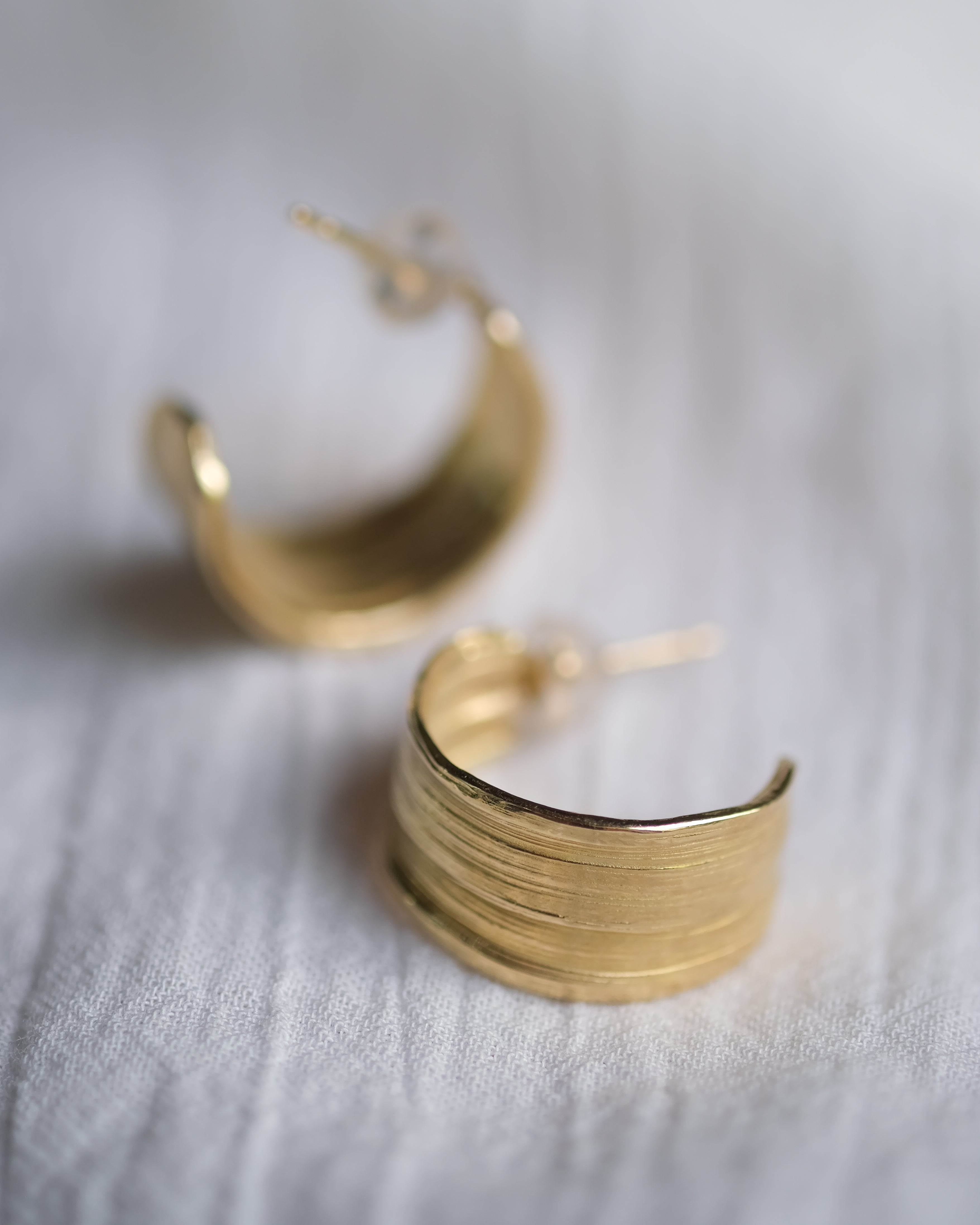 Bold Textured 18 Karat Gold Hoops