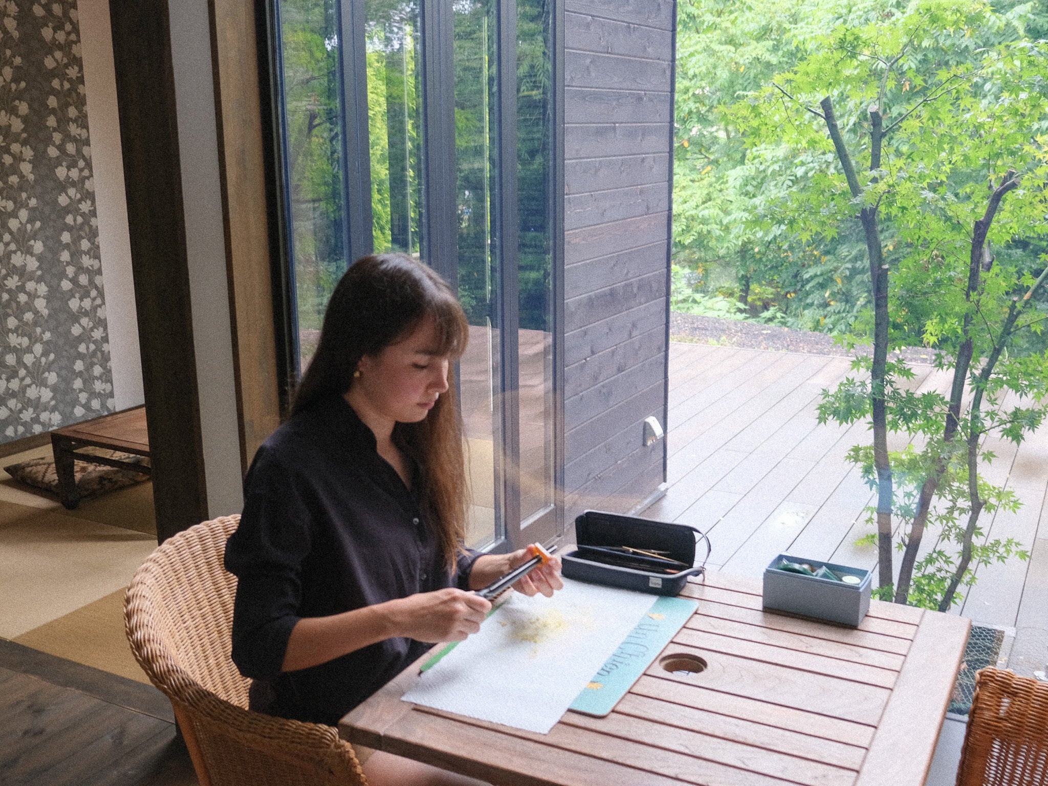 Anne Hara working in her Karuizawa studio