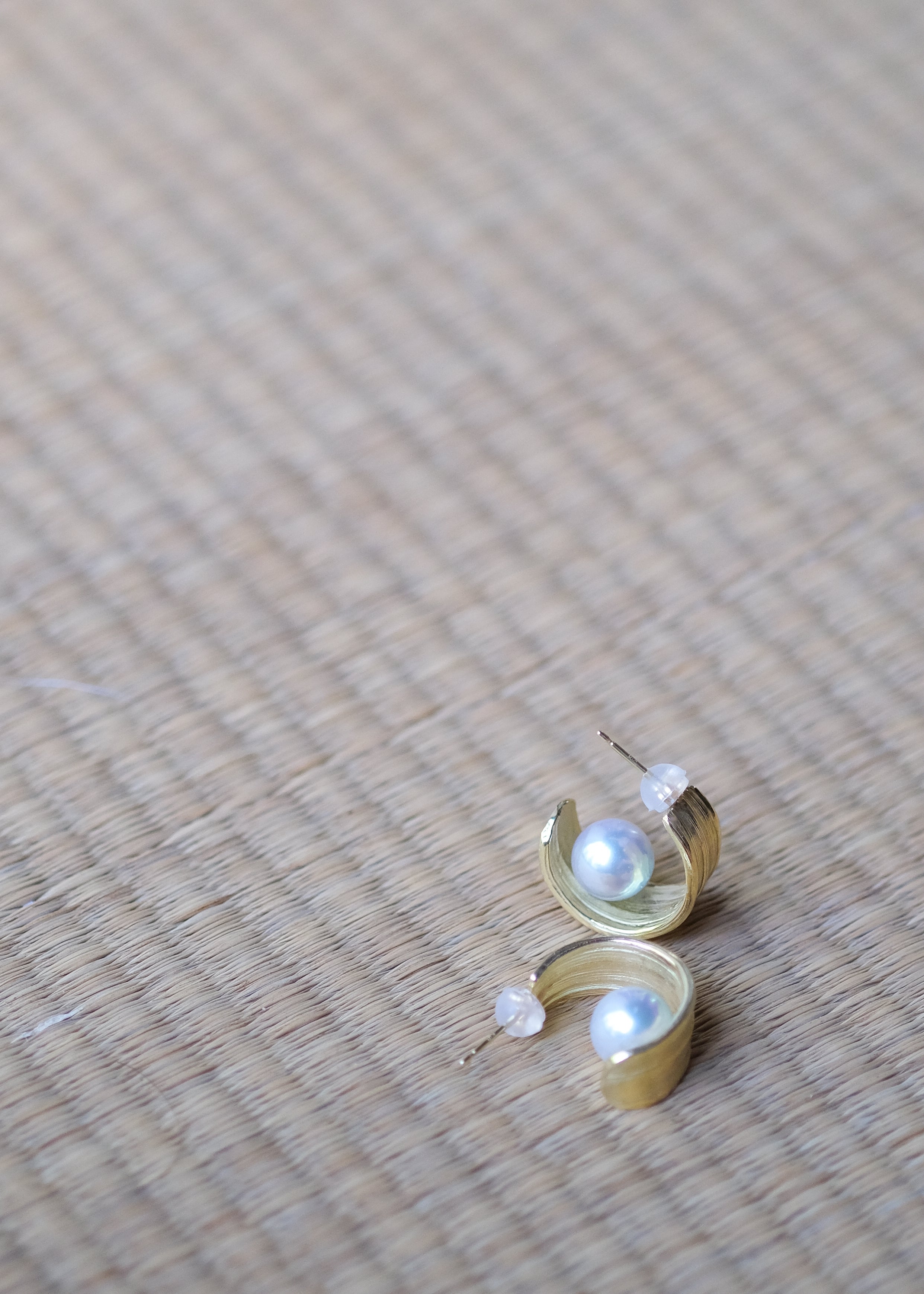 Bold Textured Hoops With Akoya Pearls