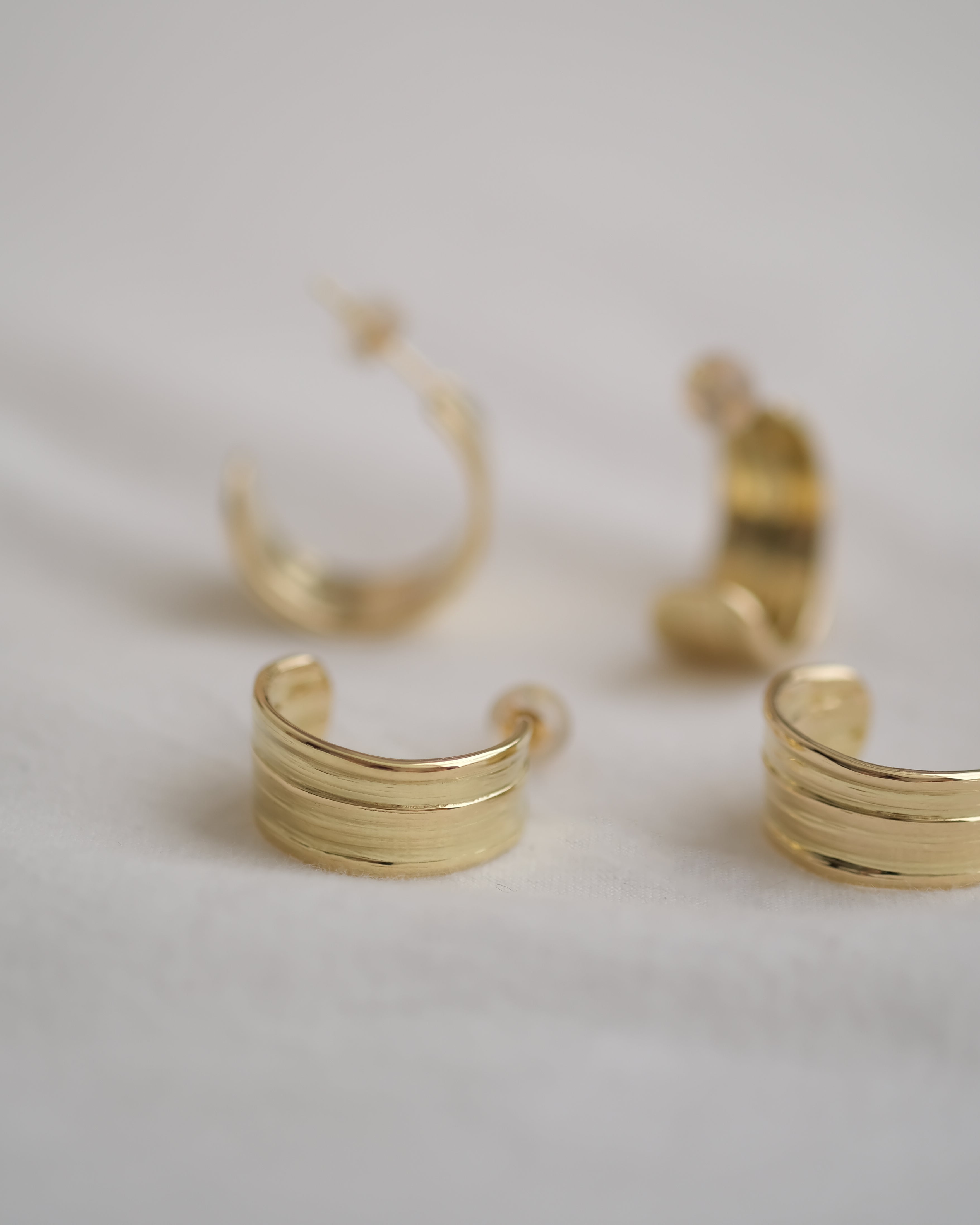 Bold Textured 18 Karat Gold Hoops